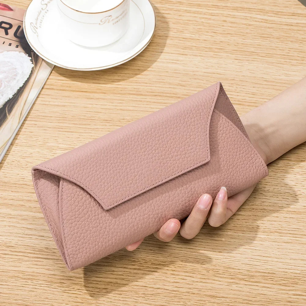 Long Wallet Bags Genuine Leather Women Clutch Simple Coin Purse Card Holder Key Lipstick Storage Phone Pouch Case For Girls 240514
