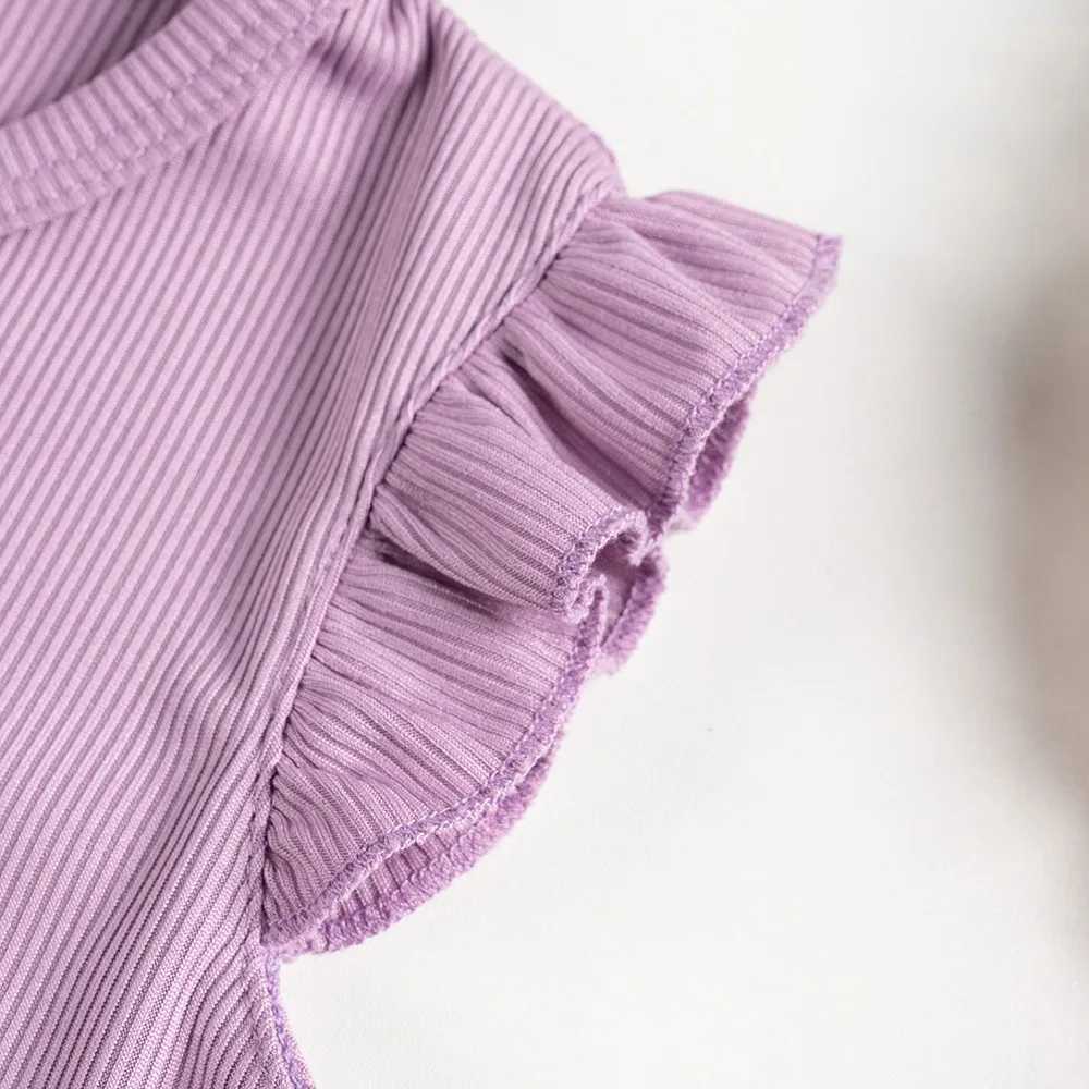 Clothing Sets 6 Color Girls Solid Shorts Outfits Fly Sleeves Tops Ruffles Shorts Clothes Sets Toddler Girls Kids Fashion Summer Clothing 0-6Y