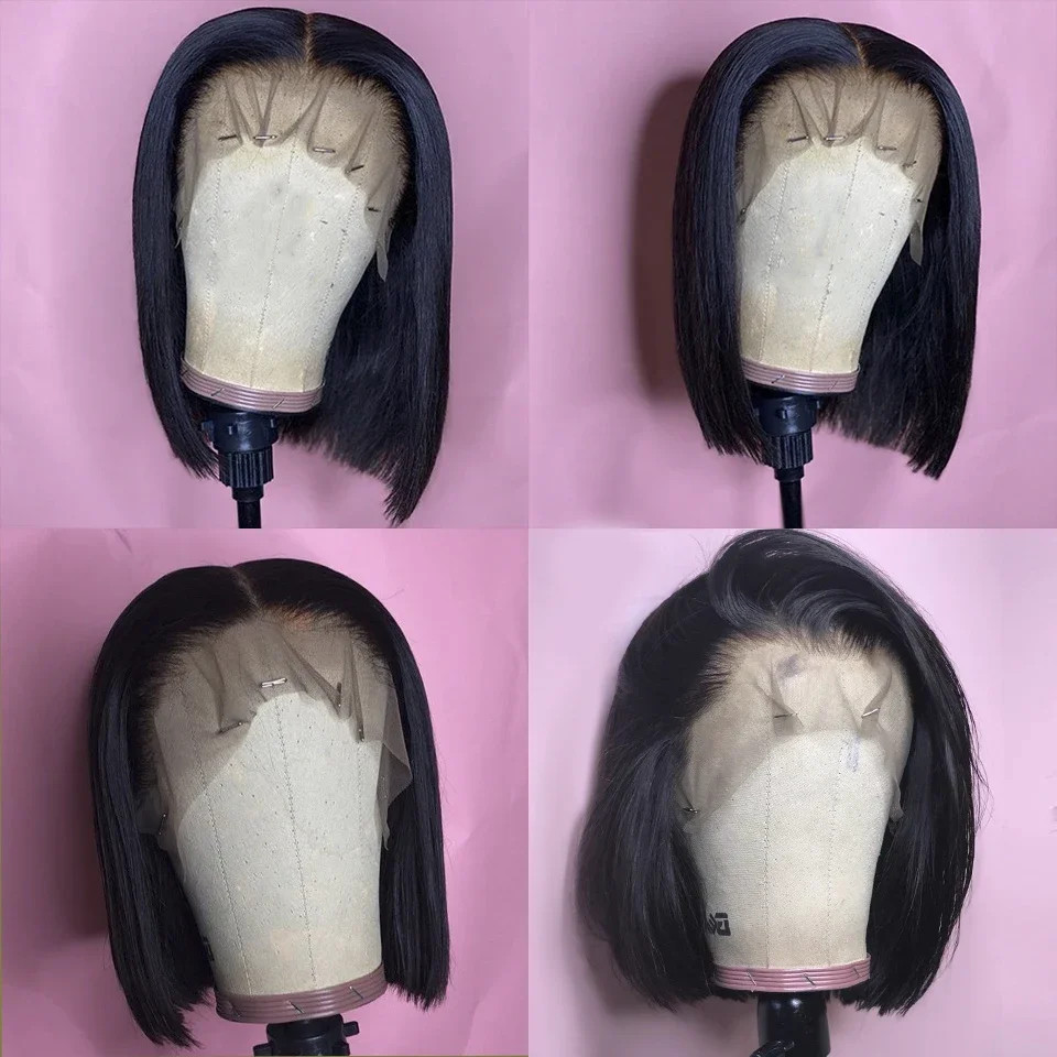 13x6 Transparent Bob Human Hair Wigs Pre Plucked Bone Straight Short 4x4 5x5 Bob Wig For Black Women