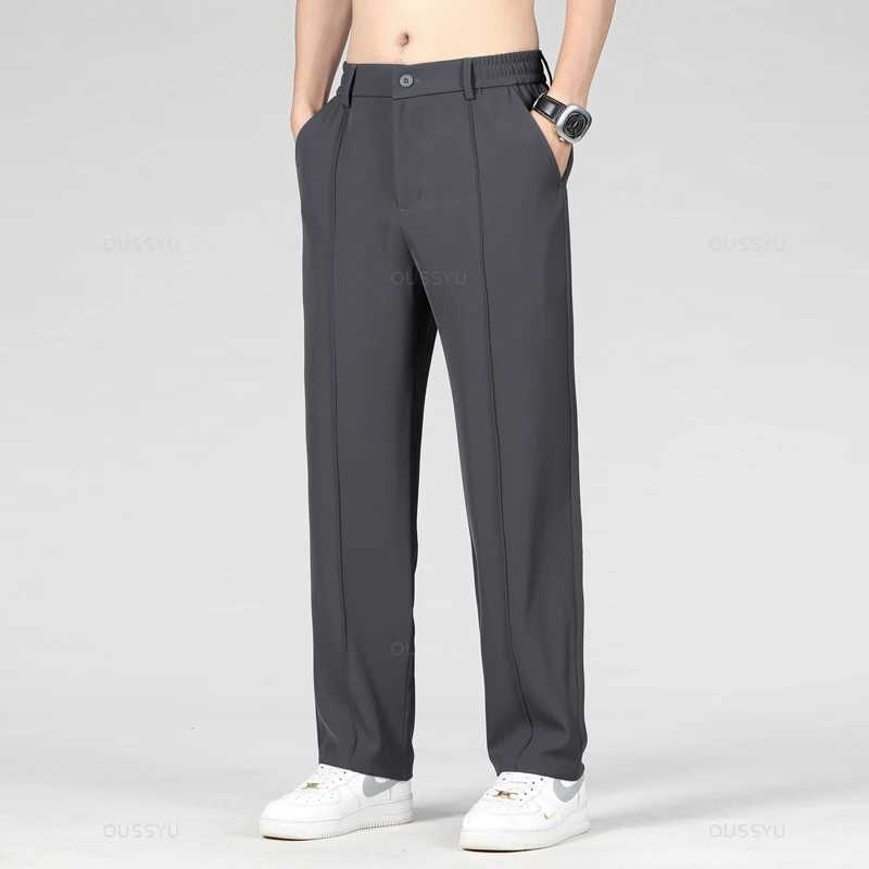 Men's Pants Spring Summer Mens Stretch Casual Pants Business Elastic Waist Trousers Male Khaki Loose Straight Pant Clothing Plus Size M-4XL Y2405