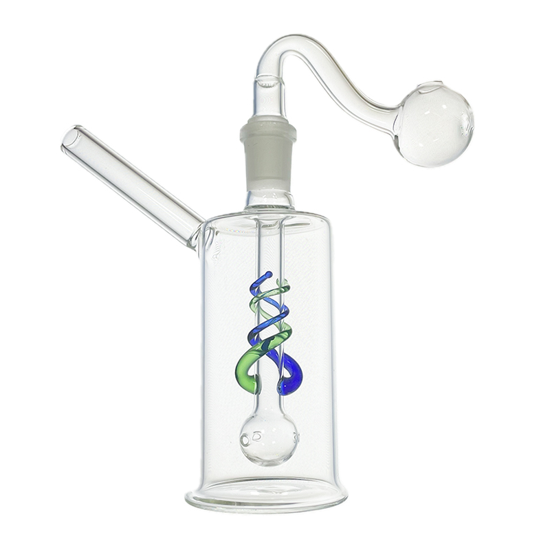 QuartzPro Glass Bubbler Mini Water Pipe With 14mm Male Bent Oil Burner Attachment