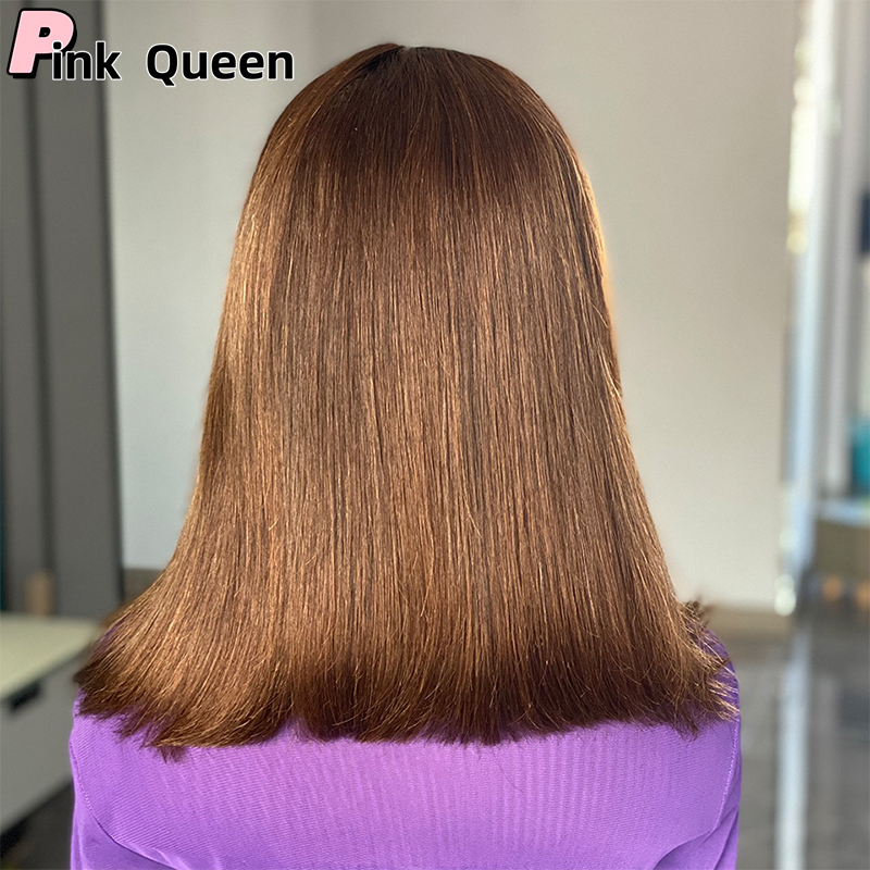 180 Density Brown Bob Lace Human Hair wigs Silky Straight hair Lace Front Wig Brazilian Virgin Human Hair 13x4 Full Lace Wigs for Women Natural Color