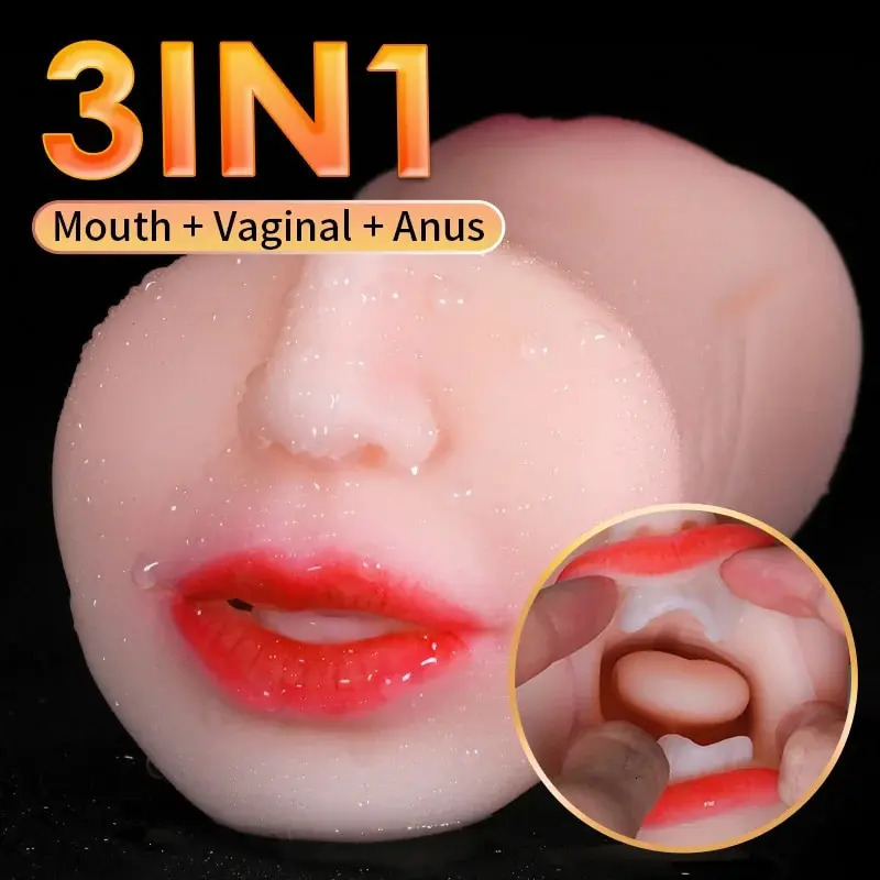 3 IN 1 Sex Toys Masturbation For Men Deep Throat Artificial Real Pussy Oral Male MasturbatorBlowjob Realistic Rubber Vagina 240515