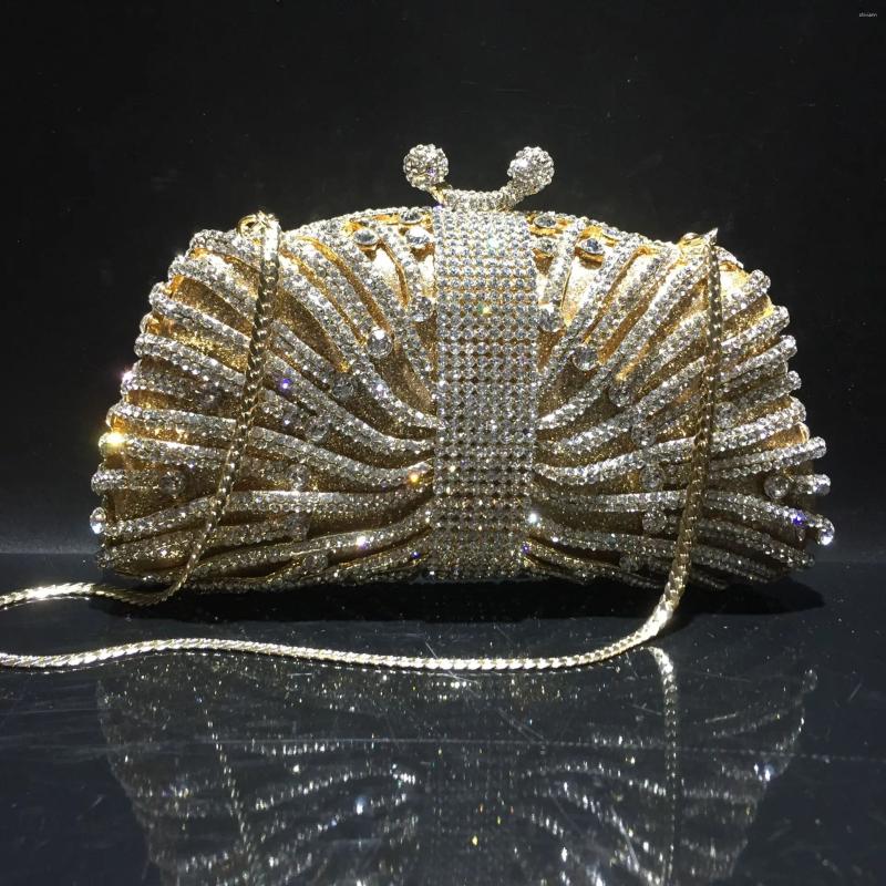 Drawstring XIYUAN Women Golden Crystal Clutch Bag Rhie Evening Bags Party Dinner Shoulder Dia Purses And Handbags zhanyishengli