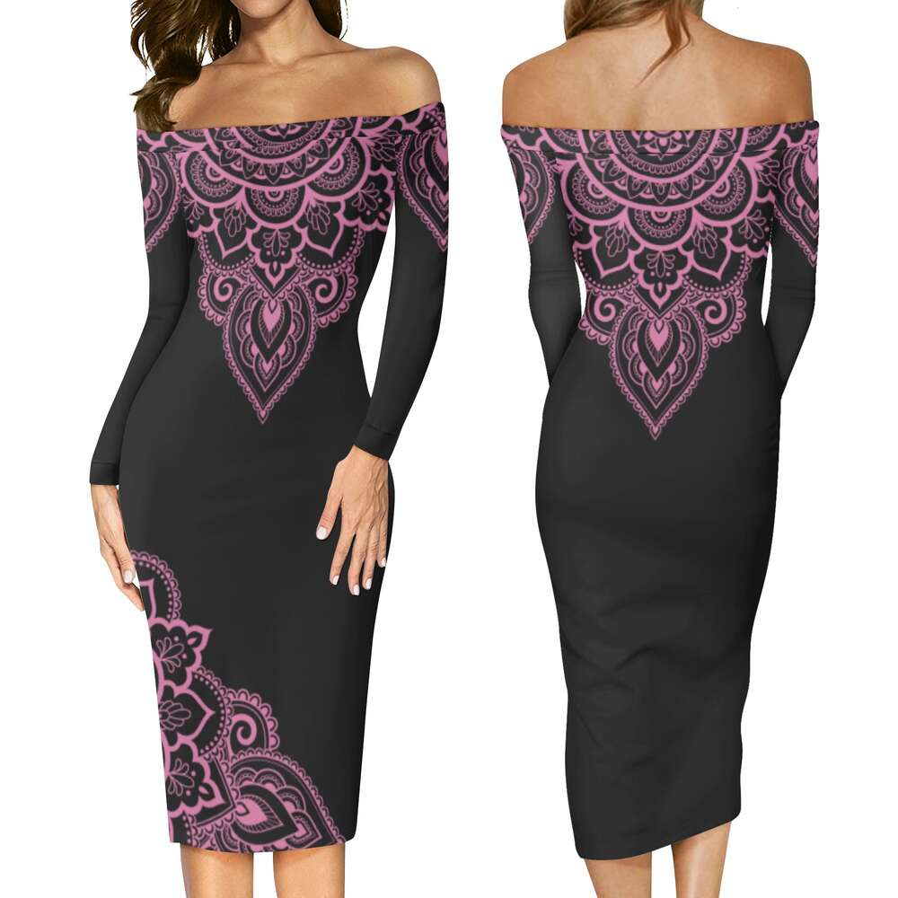 Women's Long Sleeve Off The Shoulder Lady Dress dongdumaoyi P1551151652
