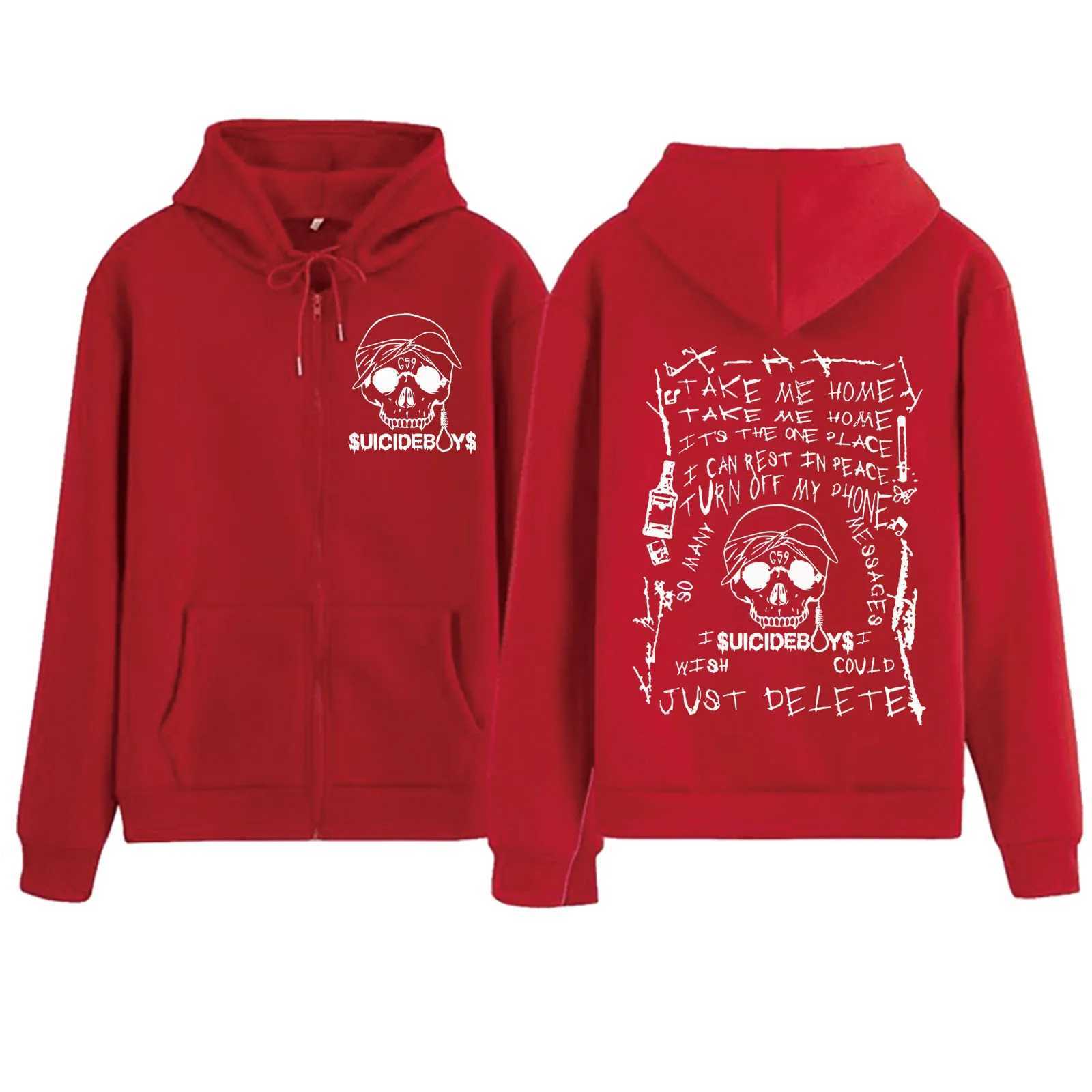 Men's Hoodies Sweatshirts Suicideboys Skeleton Zipper Hoodie Harajuku Pullover Tops Sweatshirt Strtwear Fans Gift Unisex T240515