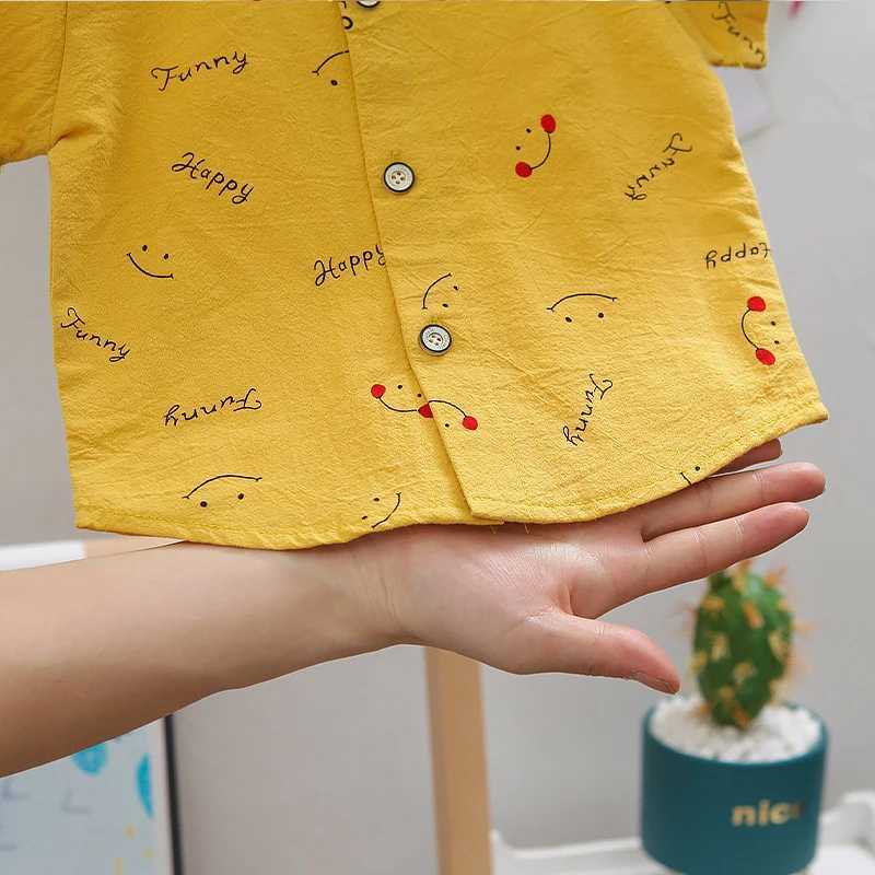 Clothing Sets Summer Baby Boys Clothing Set Cute Printed Smile Short sleeved T-shirt Jumpsuit Top 2PCS Set Preschool Fashion Clothing WX