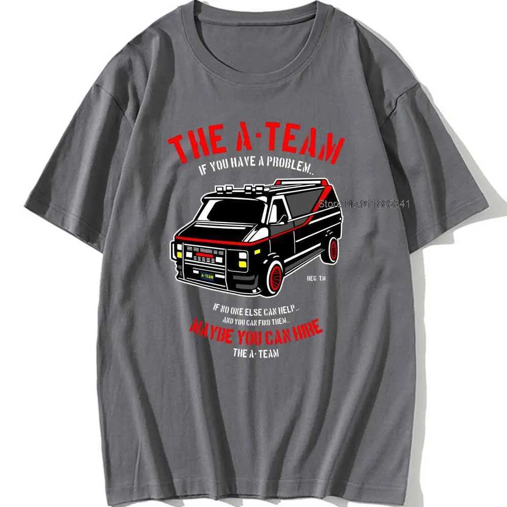 Men's T-Shirts THE New A-TEAM T-SHIRT Mens Van Funny 80s TV Program Show Cotton Mr-T Unisex Oversized 100% Cotton Top T240515