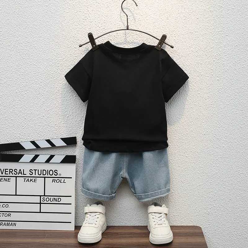 Clothing Sets Childrens summer casual clothing set baby boy/girl T-shirt and shorts 2 pieces/set childrens baby jacket childrens set 1 2 3 4 5 years W