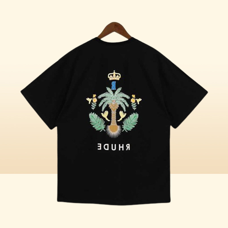 Casual Short Sleeve Fashion Loose Men Women Coconut Tree Printing Cotton t Shirt High Quality Top Tee