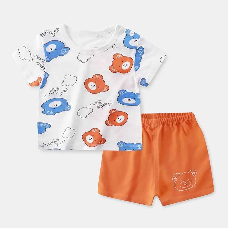Clothing Sets Summer Baby Cartoon Full Print TShirt Shorts Suit Casual Short Sleeve Tops Two Piece Boys And Girls Thin Loose Sets Outer Wear H241214