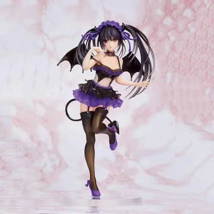 Action Toy Figures Cartoon anime characters Devils Wings and Tail Coreful Date Kurumi Girl Figure Action Figure Adult Model Cute girl Doll Toys Y