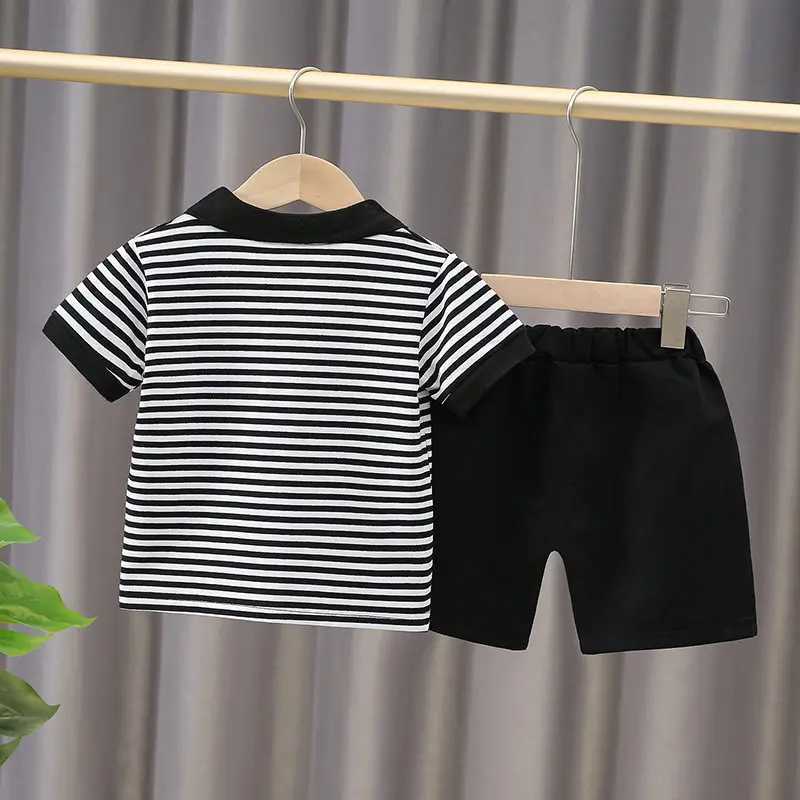 Clothing Sets New Baby Boys Girls Summer Outwear Cotton Strips Sports Suit Infant T Shirt Shorts Children Clothing Tracksuits Sets Outwear H241214