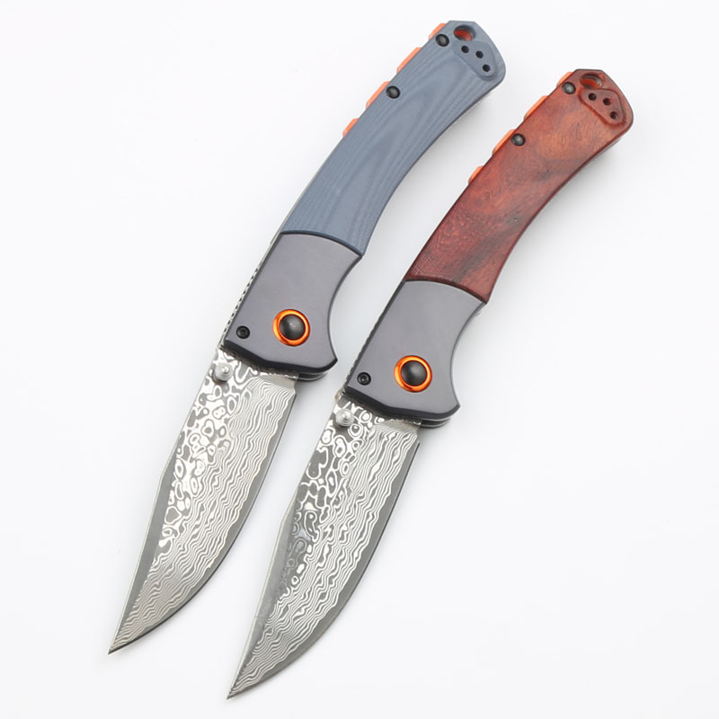 High End 15080 Folder Knife VG10 Damascus Steel Blade G10/Wood Handle EDC Pocket Knives With Retail Box