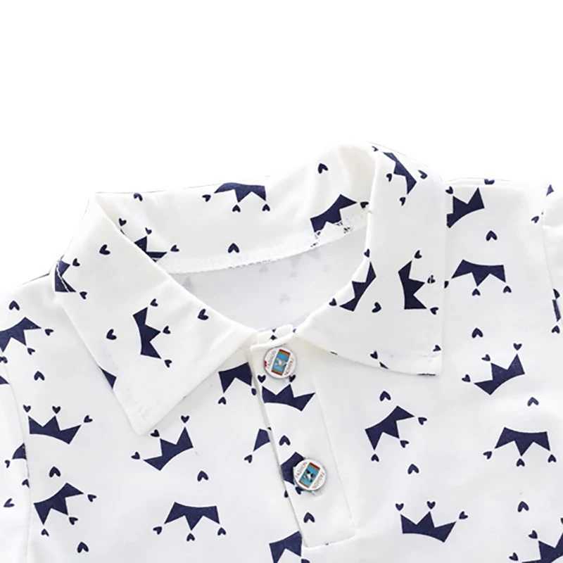 Clothing Sets 2PCS Childrens Clothing Boys 1-4Y Crown Printed Shirt+Jeans Short Summer Cotton Soft Childrens Set Preschool Leisure Outdoor Fashion Set