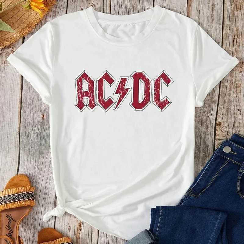 Women's T-Shirt Summer Women T-Shirt Rock Band Graphic Clothing Men Fashion Letter ACDC Printing Tops Ts Female Casual Strtwear01336 T240515