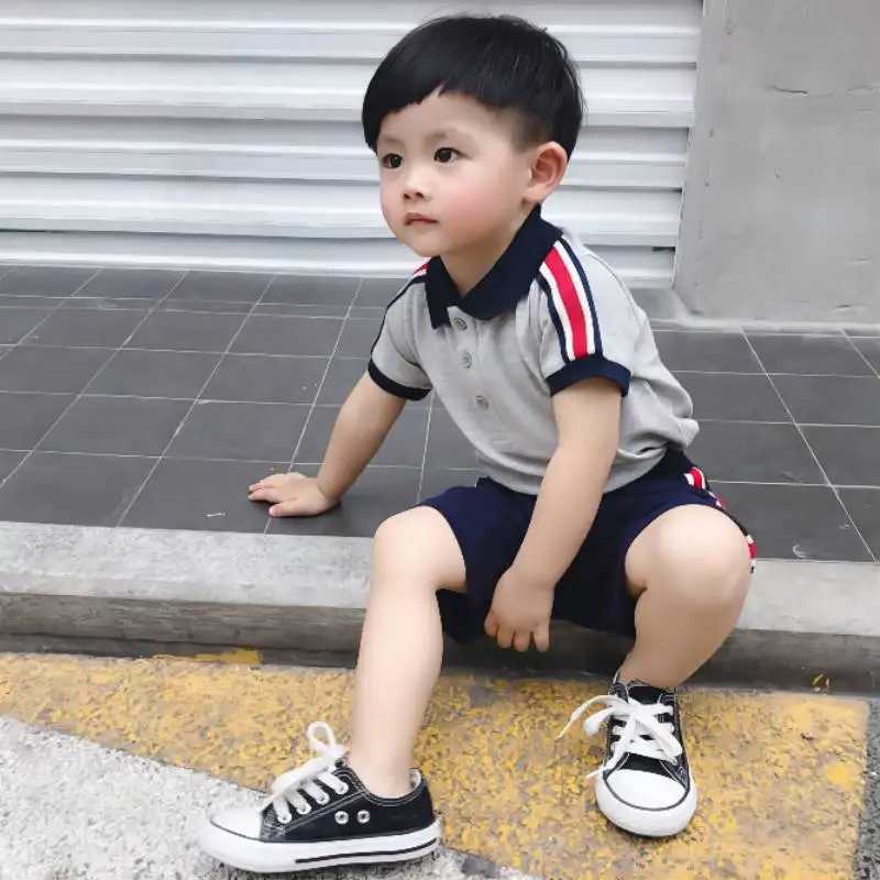 Clothing Sets 0-5-year-old boy cotton fashionable polo shirt baby summer clothing 2-piece set WX