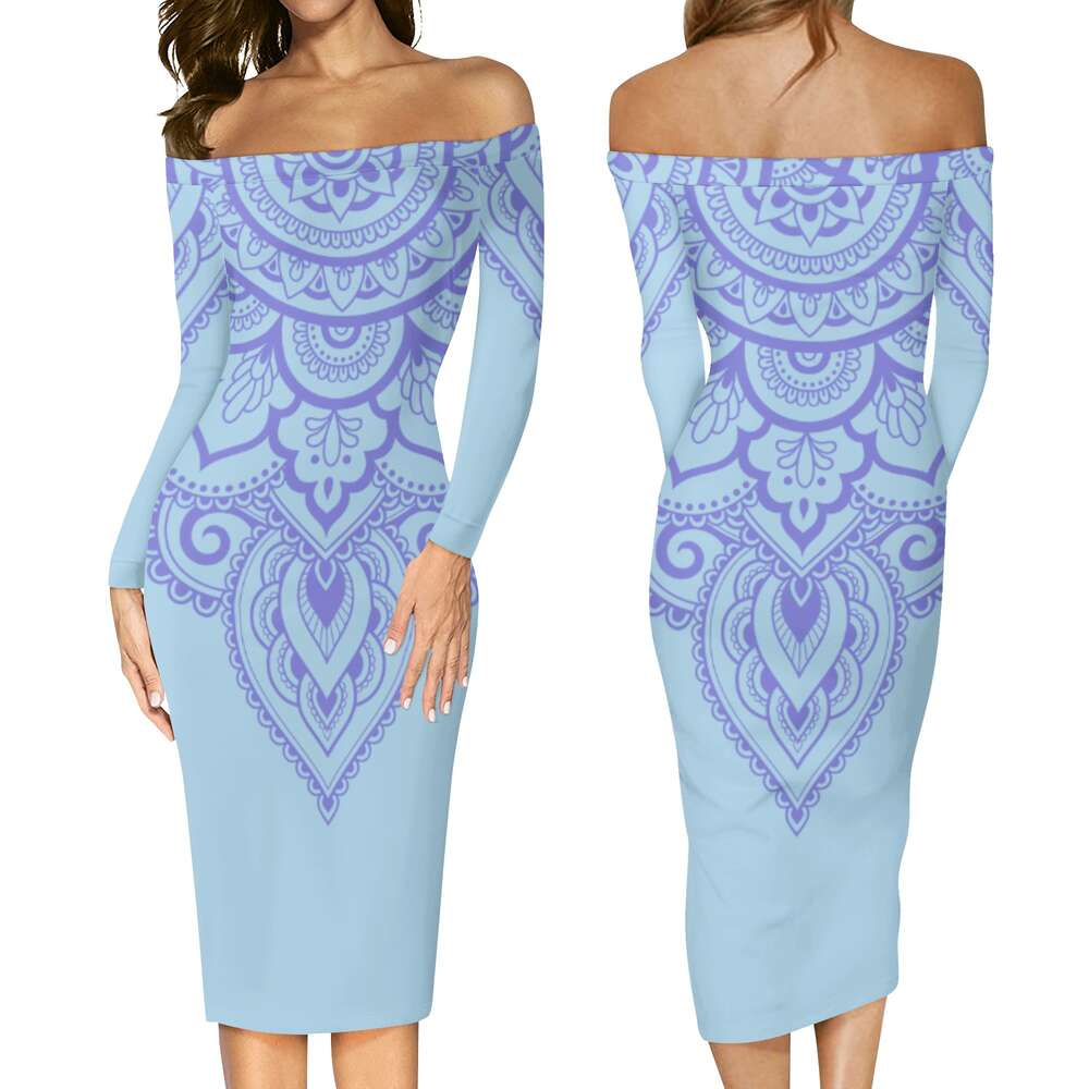 Women's Long Sleeve Off The Shoulder Lady Dress dongdumaoyi P1552051652