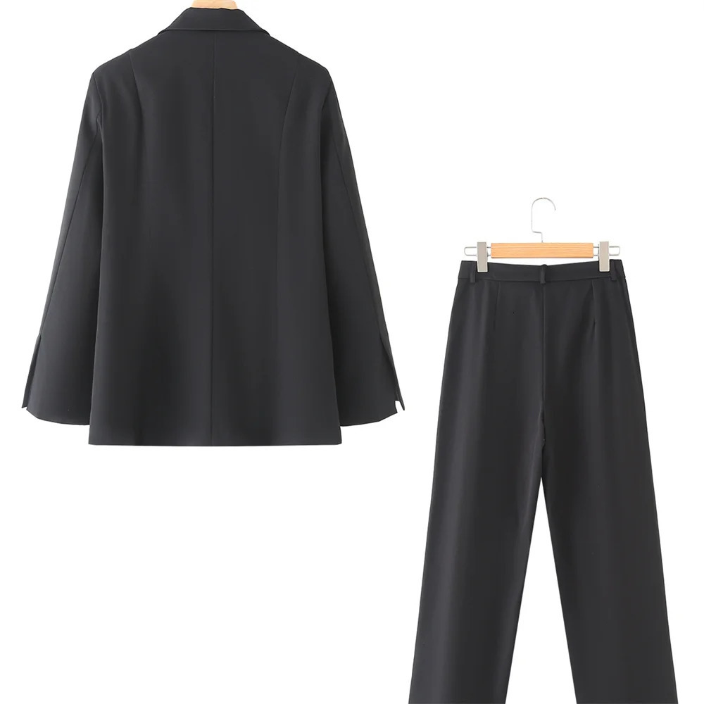 ZAR SpringSummer Womens Fashion and Casual European American Style One Button Suit Coat Pants Set 240514