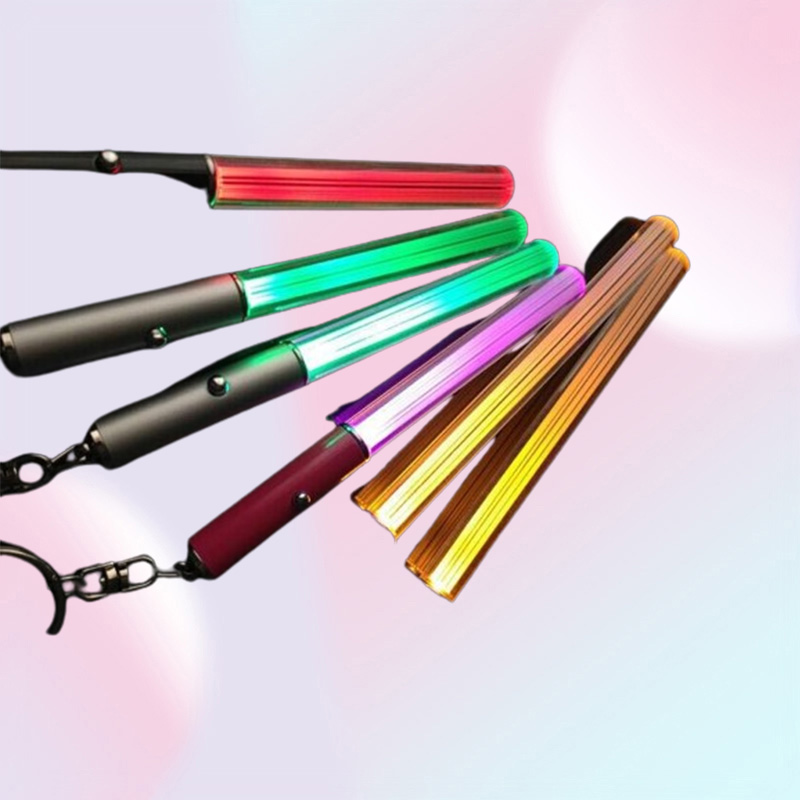 Party Supplies LED Flashlight Stick Keychain Mini Torch Aluminum Keychains Key Ring Durable Glow Pen Magic Wand Stick Lightsaber L8590484