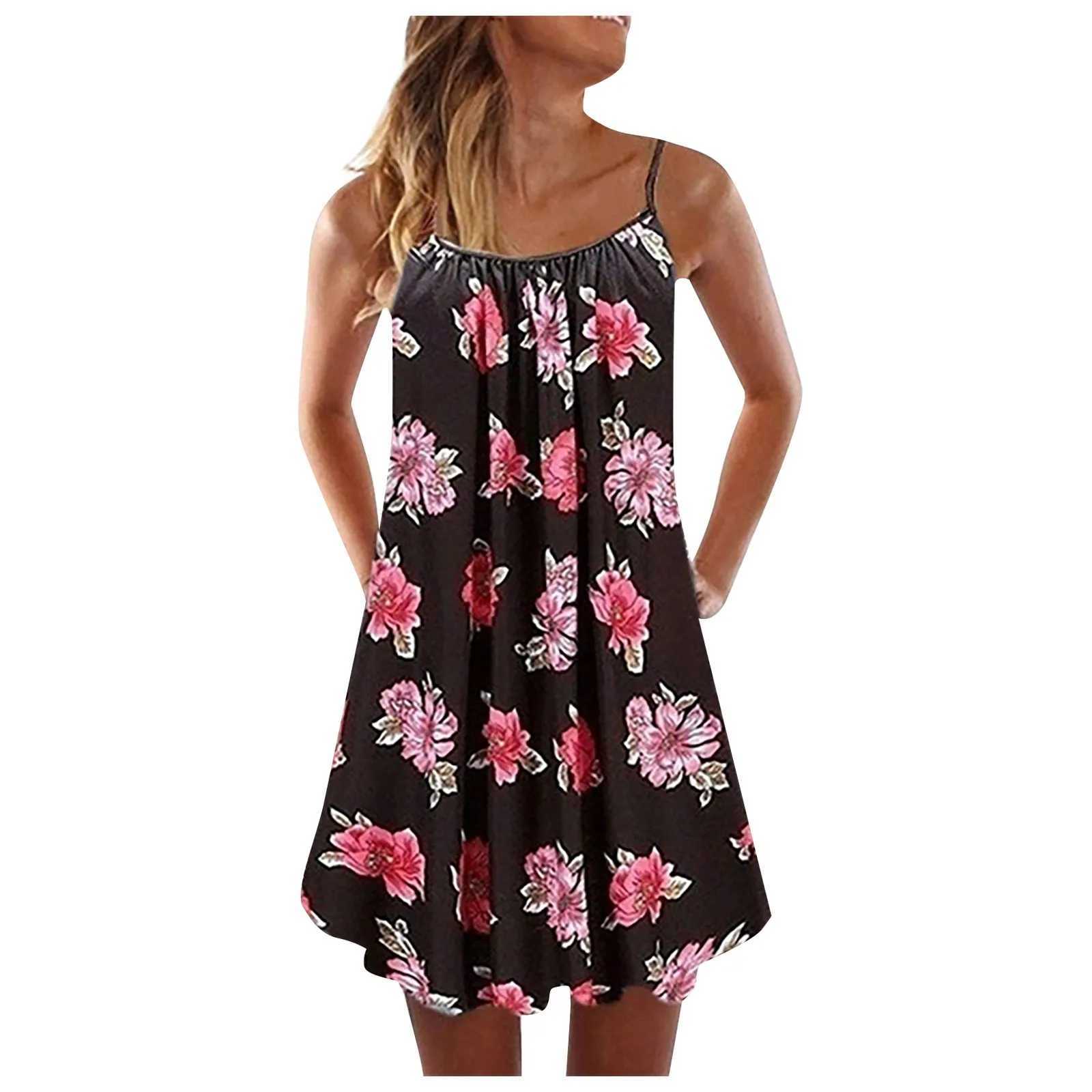 Basic Casual Dresses Womens Dress Fashion Summer Vest Slveless Bohemian Print Loose Tank Large Dress Casual Cocktail Dresses Y240515