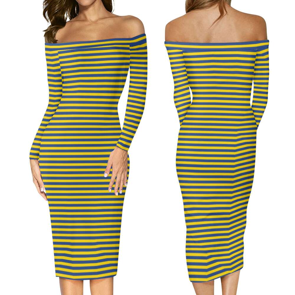 Women's Long Sleeve Off The Shoulder Lady Dress dongdumaoyi P1552951652