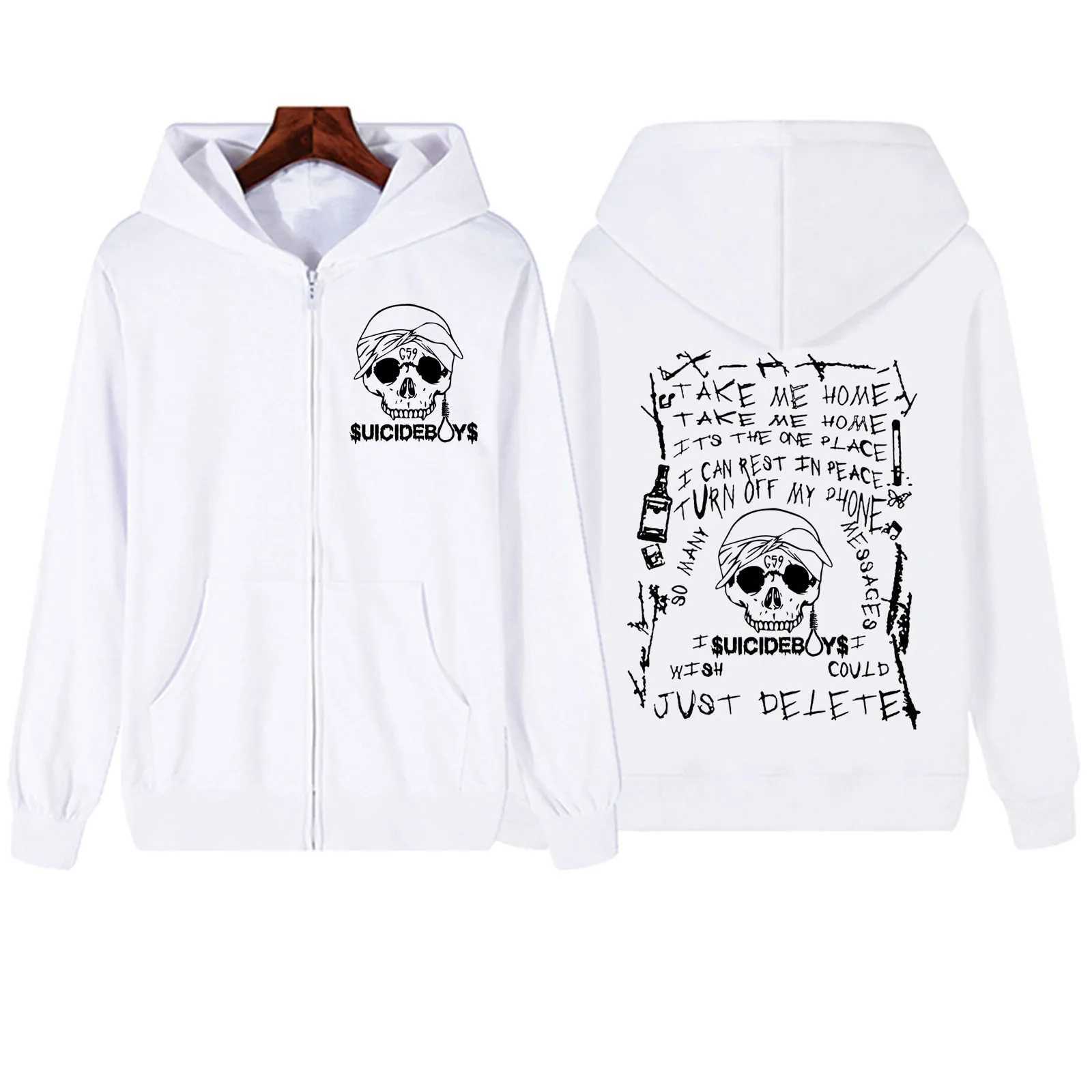 Men's Hoodies Sweatshirts Suicideboys Skeleton Zipper Hoodie Harajuku Pullover Tops Sweatshirt Strtwear Fans Gift Unisex T240515