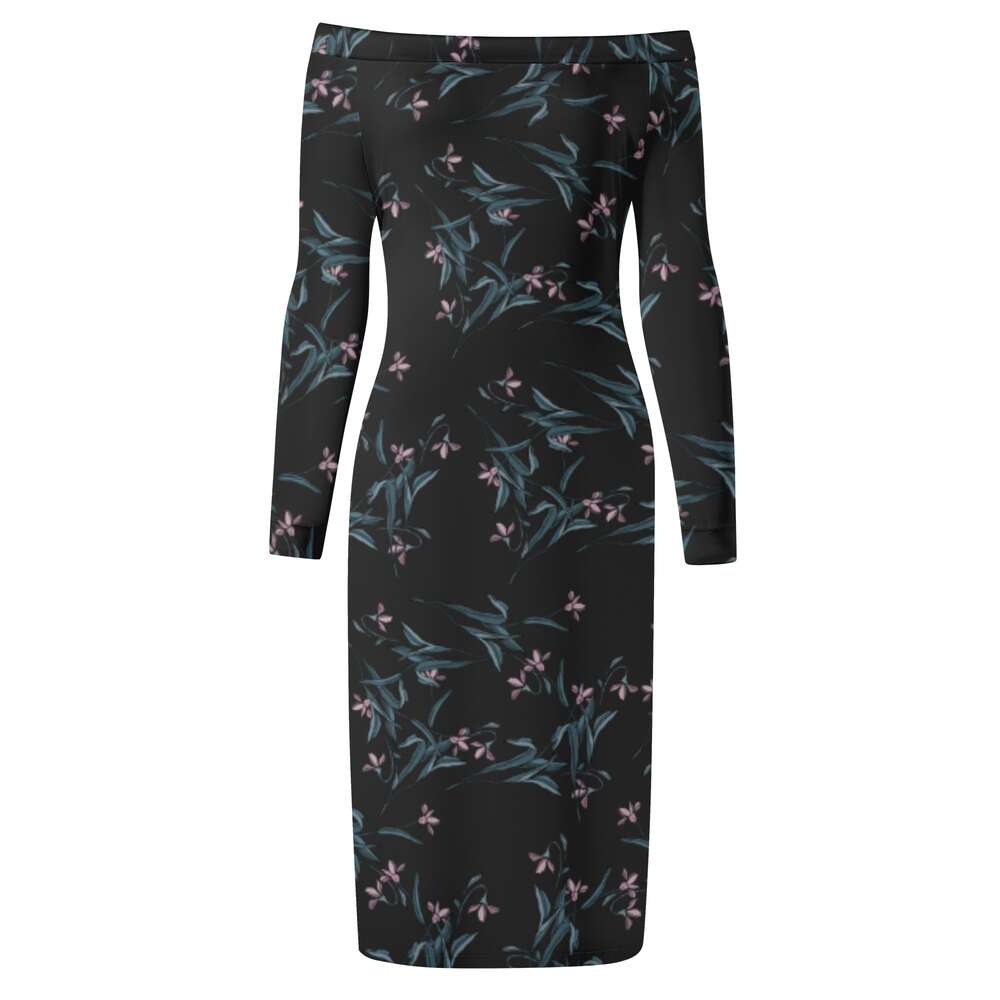Women's Long Sleeve Off The Shoulder Lady Dress dongdumaoyi P1558951652