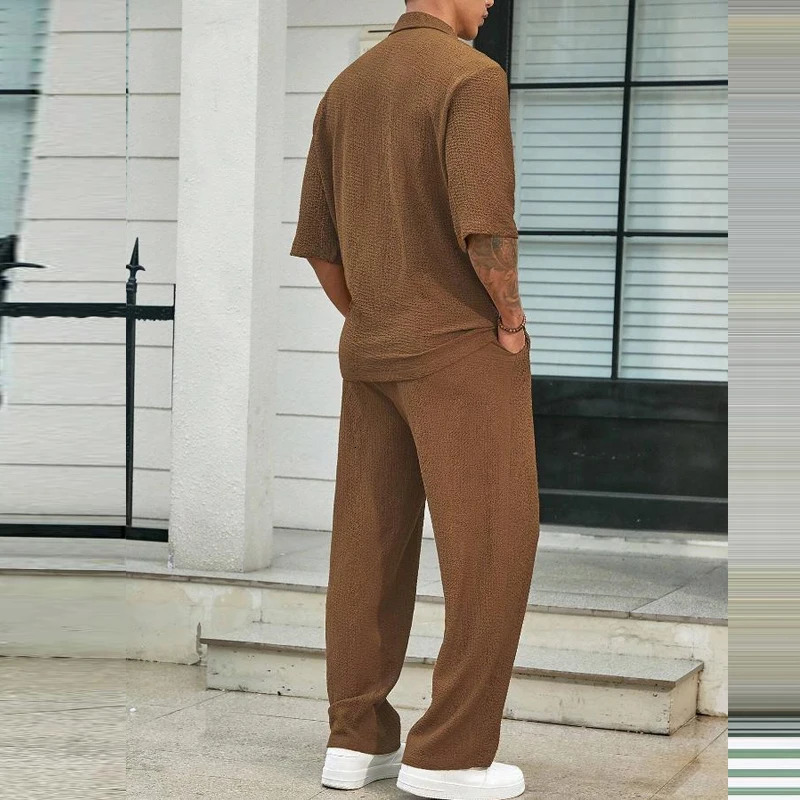 Spring Summer Casual Cotton Shirts And Pants Suits Men Vintage Half Sleeve Irregular Cardigan Two Piece Sets Mens Outfits 240430