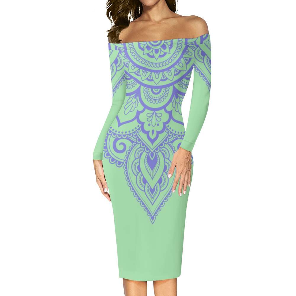 Women's Long Sleeve Off The Shoulder Lady Dress dongdumaoyi P1552151652