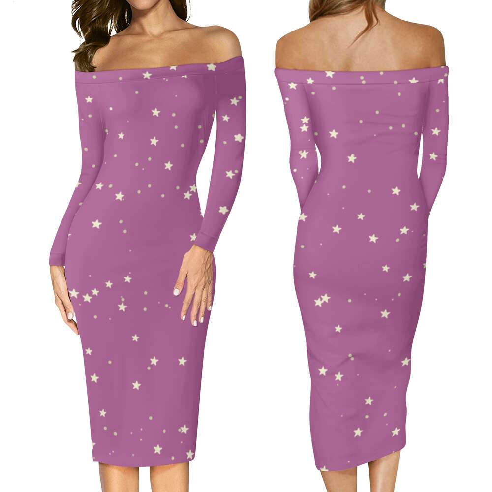Women's Long Sleeve Off The Shoulder Lady Dress dongdumaoyi P1560951652