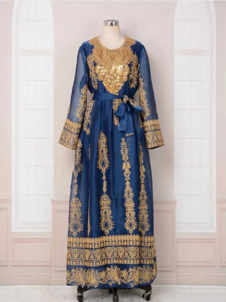 Ethnic Clothing Eid Embroidery Arab Muslim Party Dress for Women Abaya Jalabiya Long Dresses Morocco Kaftan Vestidos Dubai Ramadan Gown Robe