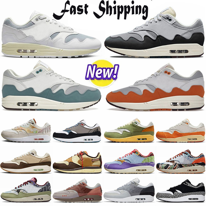 2024 Running Shoes Mens Women Sean Wotherspoon Patta Waves Noise Aqua Monarch Baroque Brown Anniversary Royal Red Trainer Designer Sneaker Shoes Size 36-45