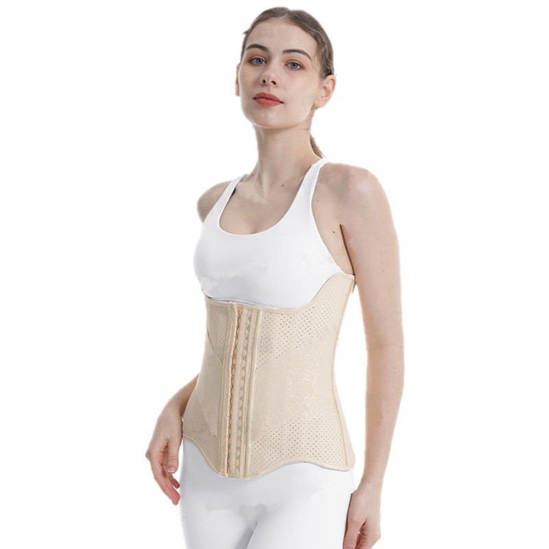 25 Steel Boned Shaping Latex Waist Trainer Corset Underbust Waist Cincher Workout Shapewear 3 Rows Hooks Body Shaper Slimming Underwear Purple Beige