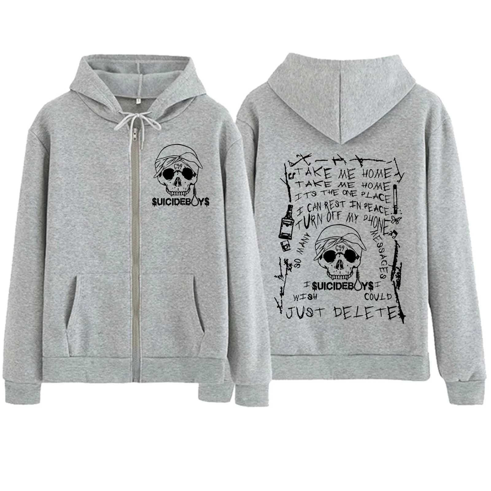 Men's Hoodies Sweatshirts Suicideboys Skeleton Zipper Hoodie Harajuku Pullover Tops Sweatshirt Strtwear Fans Gift Unisex T240515