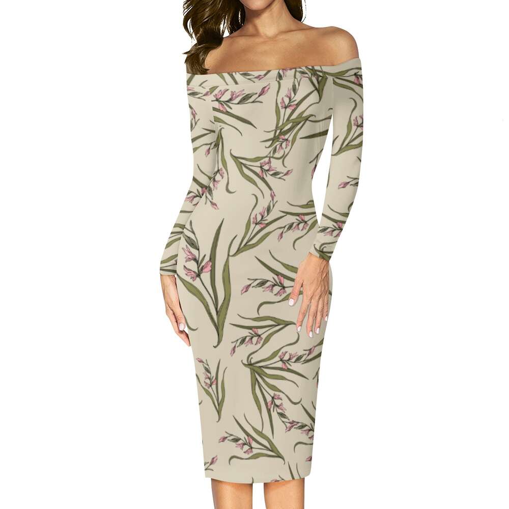 Women's Long Sleeve Off The Shoulder Lady Dress dongdumaoyi P1557951652