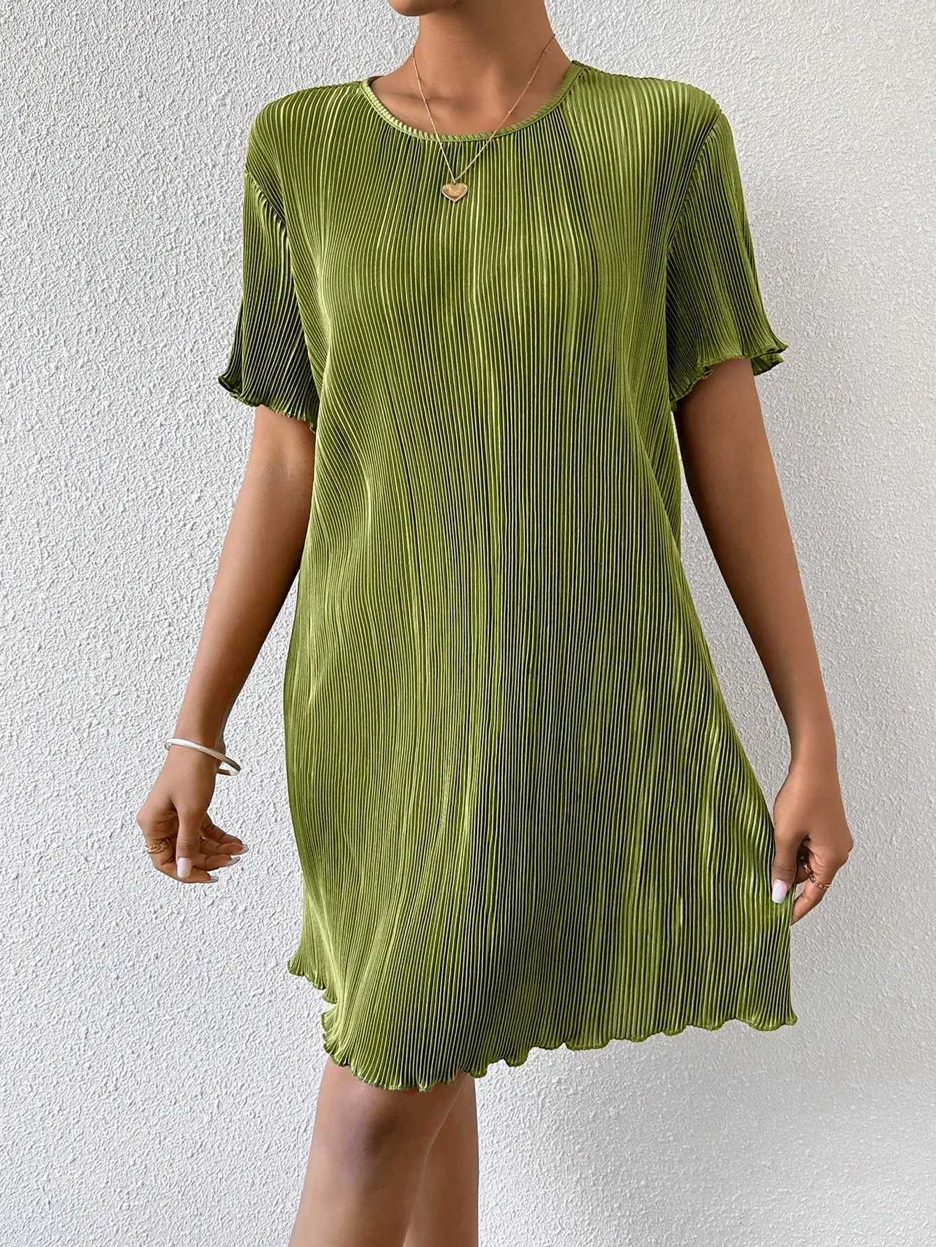 Basic Casual Dresses 2024 womens dressWomens Long Dress Women s Dress Wig Waist Belt Casual Wear and comfortable version daily commuting sea Y240515