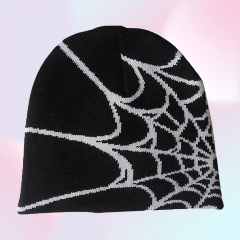 Berets Knit Beanie Hat Y2K Spider Web Skullies Baggy Slouchy Skull5846024