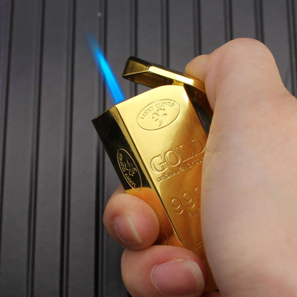 Hb219 Creative Brick Gold Bar Direct Injection Metal Windproof Gas Unfilled Cigarette Lighter Wholesale W260202