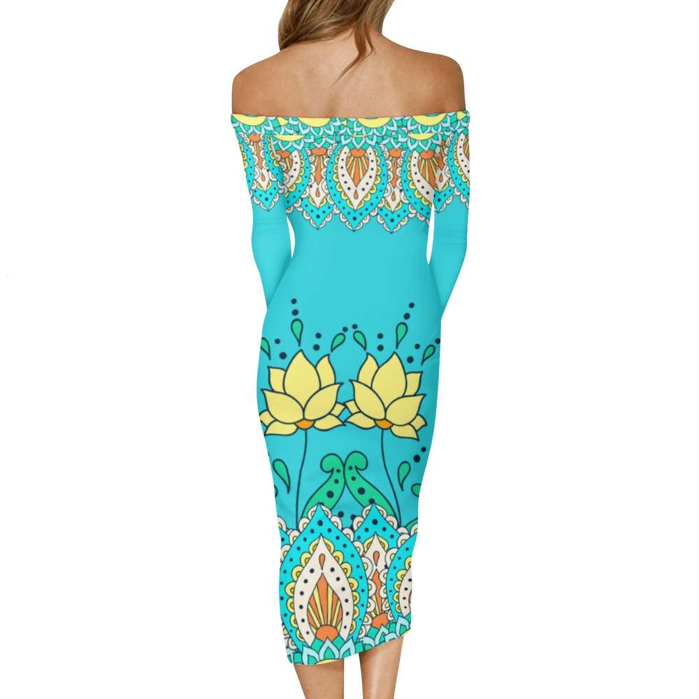 Women's Long Sleeve Off The Shoulder Lady Dress dongdumaoyi P1550851652