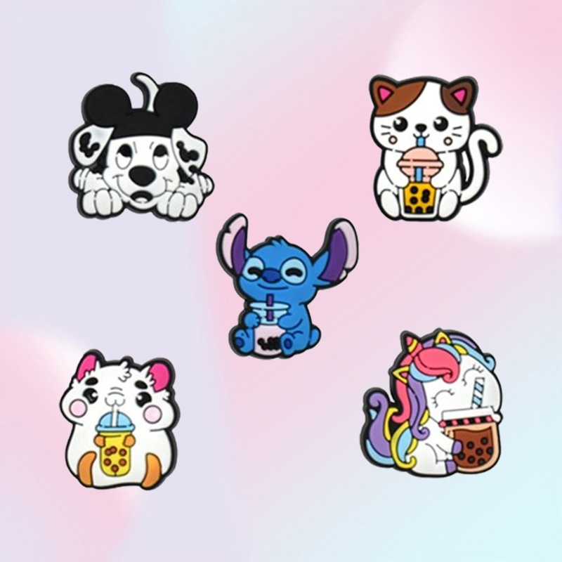 MOQ 100pcs jibz coffee beverages shoes charms DIY cute Bubble tea Accessories shoe buckle fit Decorations girls kids gifts