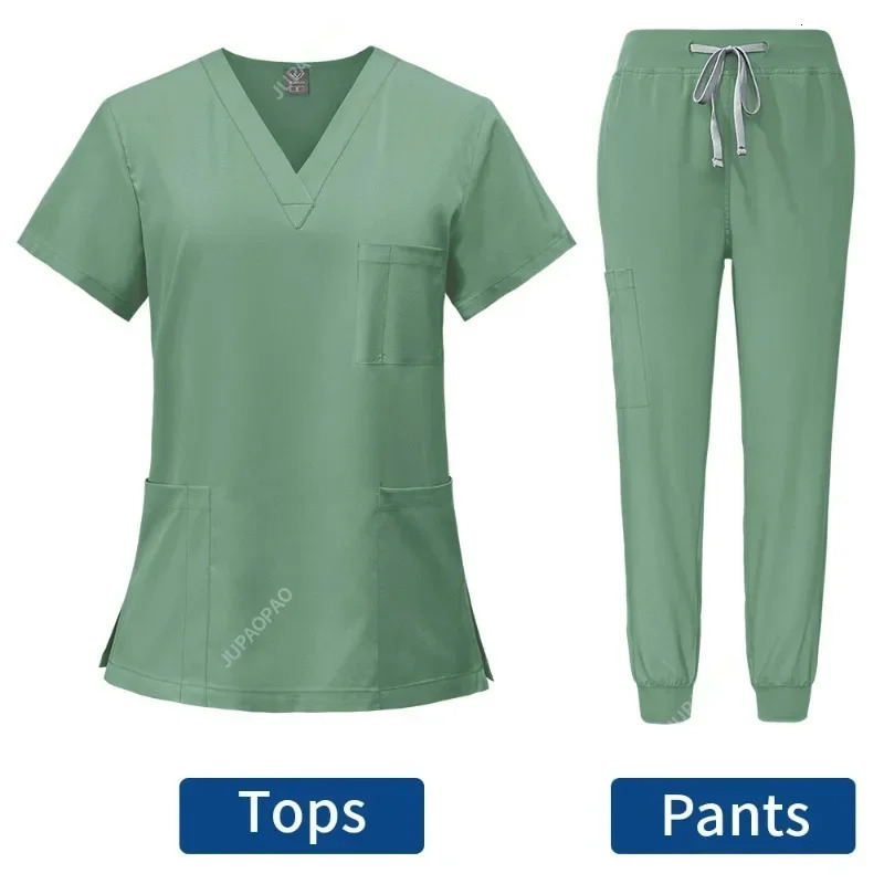 Slim Fit Scrubs Uniform Women Scrub Sets Nursing Accessories Hospital Surgery Gowns Dental Clinic Beauty Salon Workwear 240506