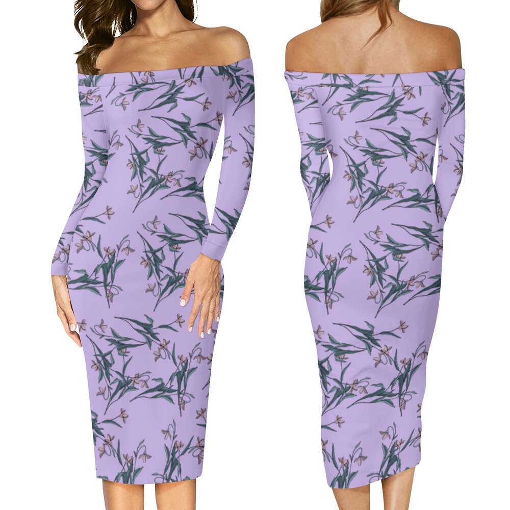 Women's Long Sleeve Off The Shoulder Lady Dress dongdumaoyi P1559651652
