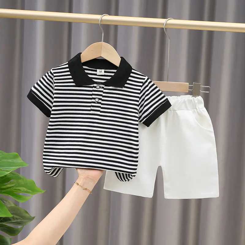 Clothing Sets New Baby Boys Girls Summer Outwear Cotton Strips Sports Suit Infant T Shirt Shorts Children Clothing Tracksuits Sets Outwear H241214