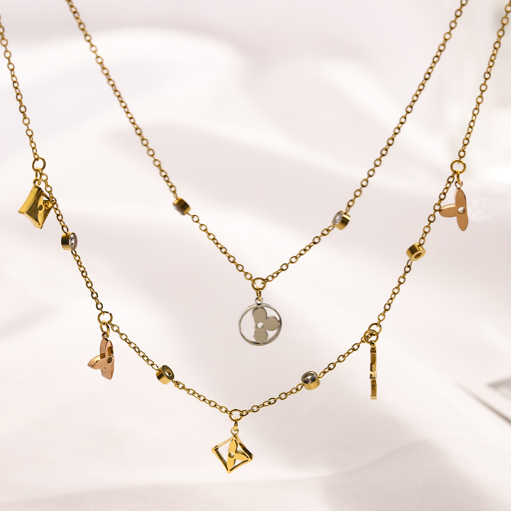 Charm Women Designer Brand Double Letter Necklaces Gold Plated Never Fade Pendant Necklace Wedding Party ewelry Gift