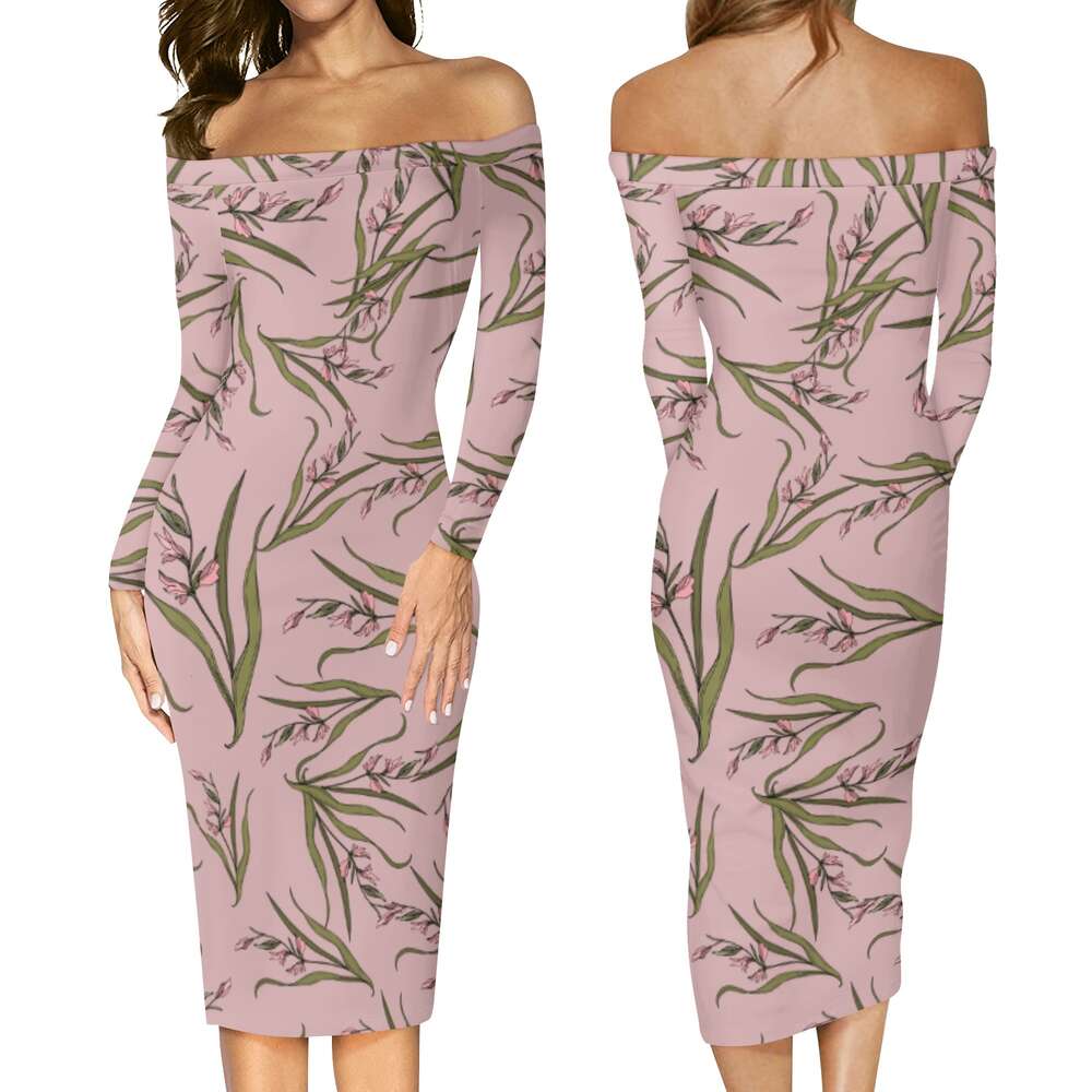 Women's Long Sleeve Off The Shoulder Lady Dress dongdumaoyi P1558051652