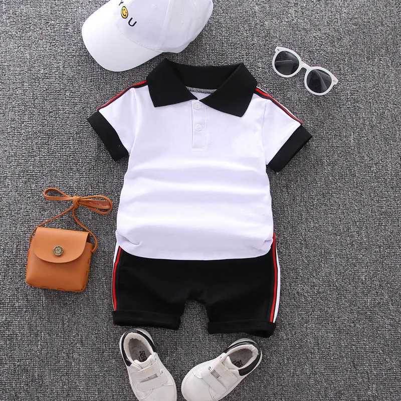 Clothing Sets 0-5-year-old boy cotton fashionable polo shirt baby summer clothing 2-piece set WX