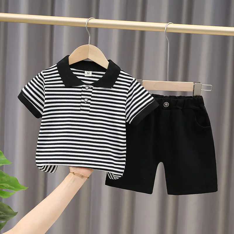 Clothing Sets New Baby Boys Girls Summer Outwear Cotton Strips Sports Suit Infant T Shirt Shorts Children Clothing Tracksuits Sets Outwear H241214