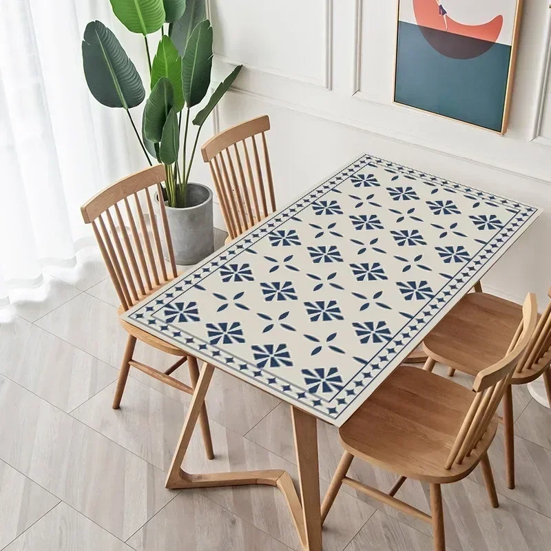 Table Cushion New Retro Print Tablecloth Waterproof PVC Table Cushion Hot Dining Table Cloth Waterproof 5AM401