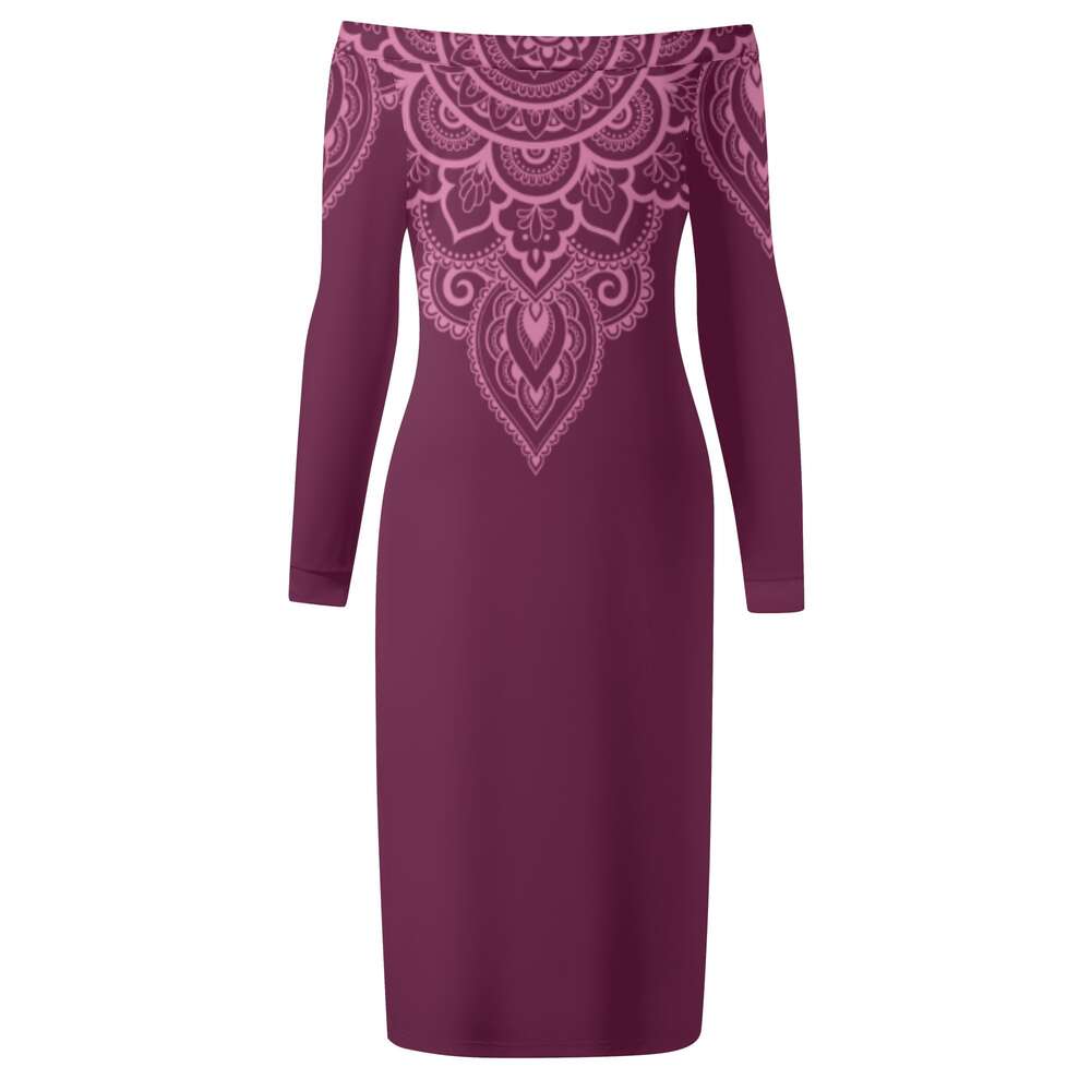 Women's Long Sleeve Off The Shoulder Lady Dress dongdumaoyi P1551351652